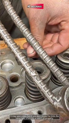 quick technique for installing valve cotter #installation #technical #mechanic #engineering