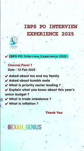 IBPS PO Interview 2025: My Experience + Must-Know Questions #ibpspo #exam #tips