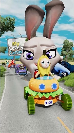 Scary Bunny vs Funny & Happy Cars in BeamNG.drive 😂