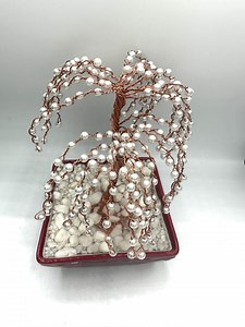 Handcrafted Copper Wire Weeping Willow Bonsai Tree With Pearls as Leaves - Etsy