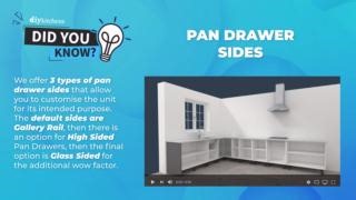Did you know? We offer 3 types of pan drawer sides that allow you to customise the unit for its intended purpose. The default sides are Gallery Rail, then there is an option for High Sided Pan Drawers, then the final option is glass sided for the additional wow factor. If you want to test your knowledge with our kitchen planning quizzes, then why not have a go here: https://bit.ly/DIY-Quiz #Kitchens #DIYKitchens #Quiz | DIY Kitchens