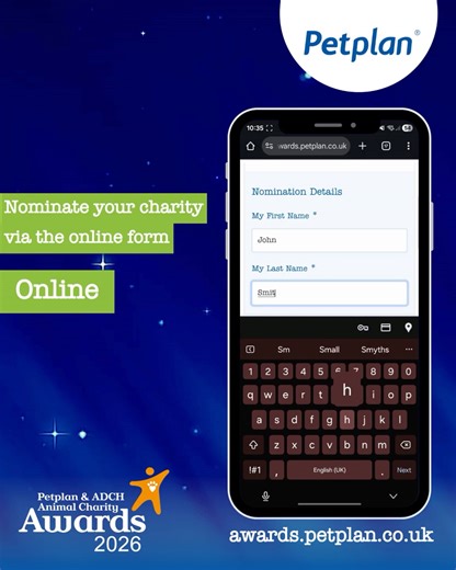 Petplan_uk on Instagram: "Do you know an incredible animal charity or dedicated individual making a difference in the lives of animals? This is your chance to shine a spotlight on their amazing work! 🌟 It’s easy to nominate! Whether you prefer the convenience of digital submissions or the traditional charm of postal nominations, we've got you covered! 🔗 Online: Visit awards.petplan.co.uk to fill out the nomination form and submit your entry with just a few clicks ✉️ Postal: Prefe