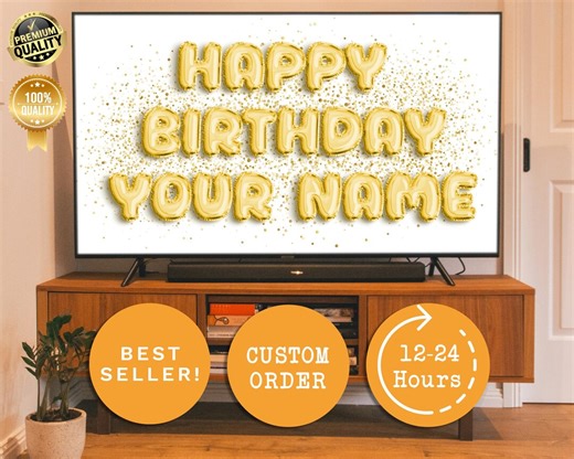 Personalized Birthday TV Screen Display | Custom Name & Age (digital) - Etsy