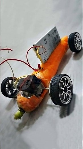 DIY Car with Carrot and DC Motor | Creative Science Project