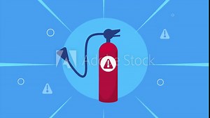 red fire extinguisher equipment animation
