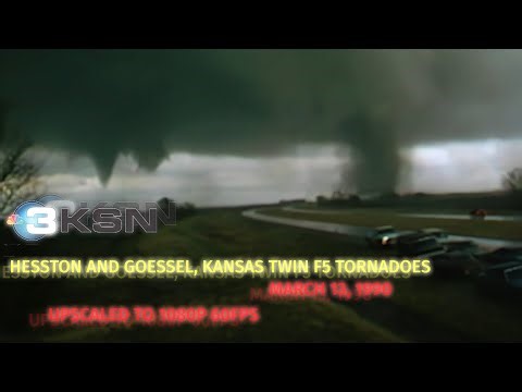 Hesston and Goessel, Kansas F5 Tornadoes - March 13, 1990 upscaled to 1080p 60FPS