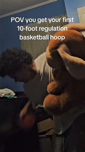 POV you get your fist ever 10-feet NBA regulation basketball hoop