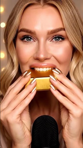 Gold Eating ASMR ✨ | Luxury Crunchy Sounds & Shiny Texture #asmr #relaxingasmr