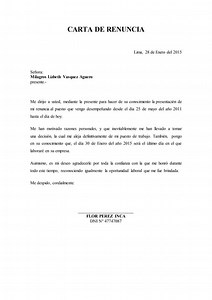 Publicar Una Carta De Renuncia Simple Docente
