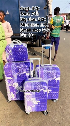 4set: 82k 3set: 74k Big size: 32k Med size: 27k Small size: 22k Kit: 8k HOW TO ORDER FOR BAGS: Check for designs on our page and screenshot to our WhatsApp only (09026.,69.,55.,16) for fast response Thanks for your continuous patronage NO 1, OWODE CORNER, LEBANON STREET, IBADAN. WE DELIVER NATIONWIDE CONTACT: 09026695516 2349026695516 #fyppppppppppppppppppppppp #explorepage #tobiveneratebags #luggage #luggagesellerinlagos