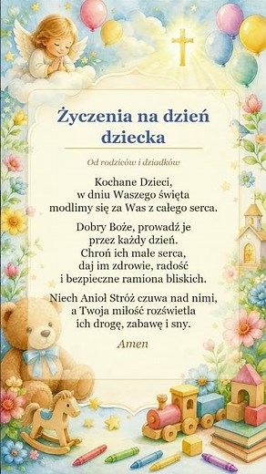 Życzenia na Dzień Dziecka w formie modlitwy od rodziców i dziadków #zyczenia #dzieńdziecka #dzieci