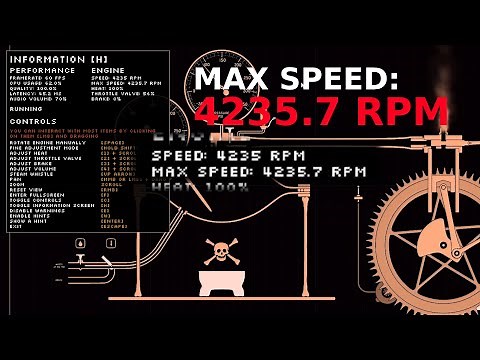 Steam Engine Simulator - INFINITE MAX SPEED 4235.7 RPM // 300°C 95 PSI 57% THROTTLE CONSTANT WATER