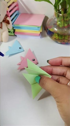 Easy Cute Fish | Paper Craft Using Sticky Notes #diy #craft #shorts #ytshorts #origami