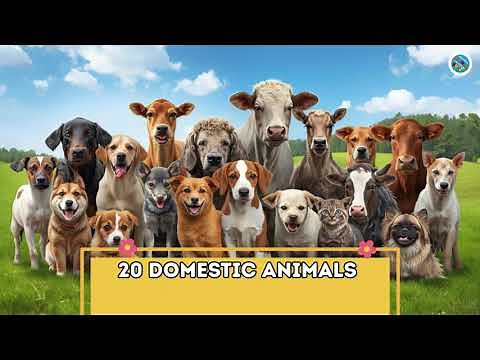 20 Domestic Animals for Kids Learn Farm & Pet Animal Names Educational Video for Children