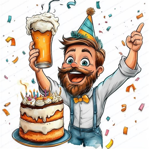 15 Quirky Birthday Clipart | Birthday Man Designs | High-quality JPG Files | Digital Download | Printables With Commercial License - Etsy
