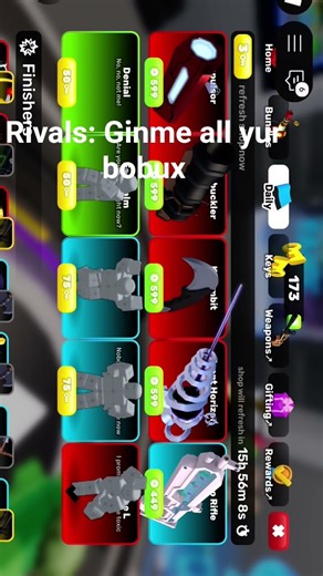 Craziest daily shop in rivals #roblox #rivals #shorts