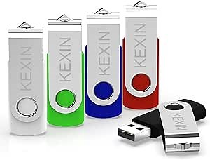 KEXIN 8GB Flash Drive 5 Pack Thumb Drive USB Flash Drive Jump Drive USB 2.0, 5 Colors (Black, Blue, Green, White, Red)