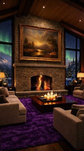 POV: Aurora Outside, Candlelight Inside | Cozy Lodge Window (12s Loop)