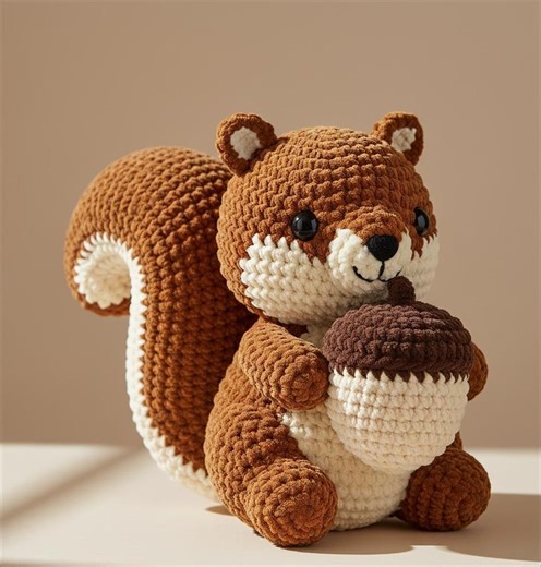 Squirrel Amigurumi With Acorn Crochet Pattern Cute Woodland Toy - Etsy