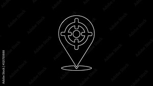 White line Target sport icon isolated on black background. Clean target with numbers for shooting range or shooting. 4K Video motion graphic animation Stock Video