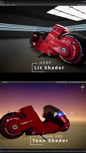 Exploring Realistic (HDRP) and Stylized Toon (URP) on Kaneda’s Bike #akira #unity #アキラ