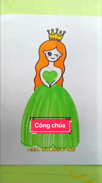 Hướng dẫn vẽ công chúa đơn giản từng bước