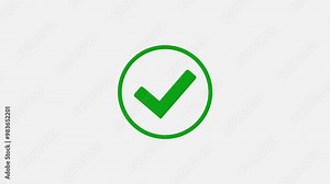 green checkmark symbol yes approve choice, Green check mark symbol and Red Cross symbol, Check mark brush paint style symbol animation on white background, check icon, green checkmark, check box. Stock Video