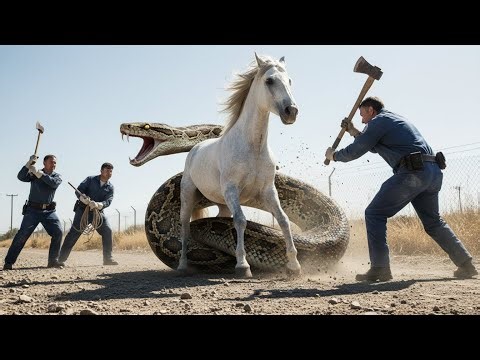 Heroic Rescue Team Saves White Horse from GIANT Python Attack