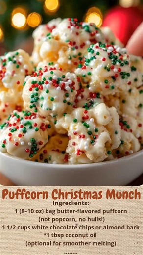 White Chocolate Christmas Puffcorn Munch | Cakecrafted Recipes