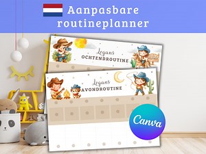 Bearbeitbares Cowboy-Tagebuch für Kinder | Morgen- und Abendprogramm | Montessori To Do Liste | Digitaler Download | Niederländisch - Etsy.de