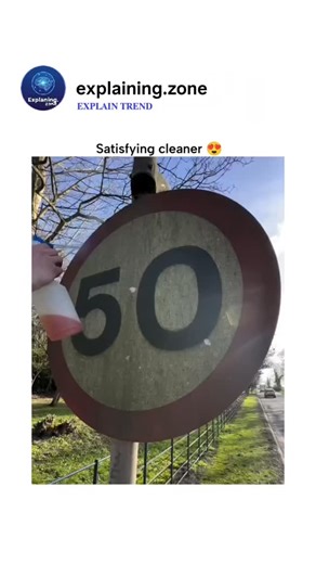 Explaining zone | The post shares a 27-second time-lapse video of a portable high-pressure washer restoring a dirt-encrusted 50 mph speed limit sign along a... | Instagram