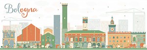 Abstrak Bologna Skyline dengan Landmark Warna. Ilustrasi Vektor....