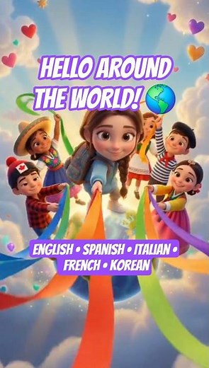 Hello Around The World 🌎 | Learn Greetings in 5 Languages | Kids Learning Song