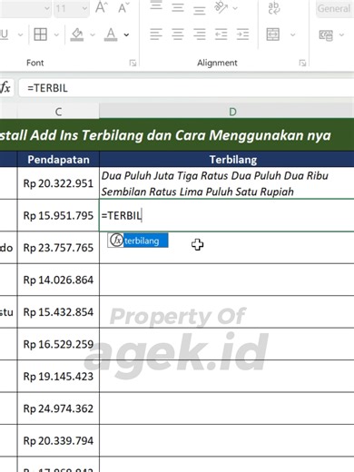 Mau membuat tulisan angka otomatis menjadi terbilang di Excel tanpa mengetik manual? 🎉 Di video ini saya tunjukkan cara install Add-Ins Terbilang di Excel dan cara menggunakannya dengan mudah dan cepat — cocok untuk invoice, slip gaji, nota pembayaran, laporan keuangan, administrasi sekolah, hingga UMKM. HANYA Rp. 25.000 kalian sudah bisa mendapatkan file nya File terbilang dapat di akses di sini https://lynk.id/agek.id/y15gr49q04eq Tutorial ini 100% pemula-friendly ✨ Cukup download Add-Ins → a