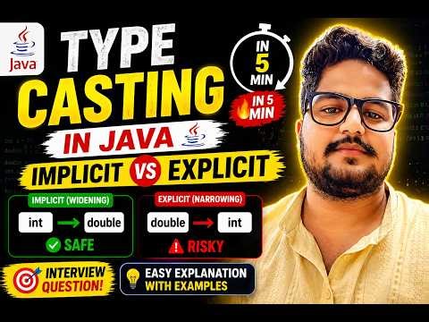 Type Casting in Java Explained in Hindi 🔥 | Implicit vs Explicit Casting with Examples #javatutorial