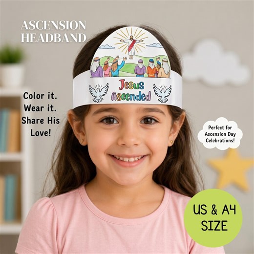 Ascension Day Headband Craft for Kids, Jesus Ascended Crown Printable, Christian Activity, Sunday School Craft, Religious Coloring Headband - Etsy