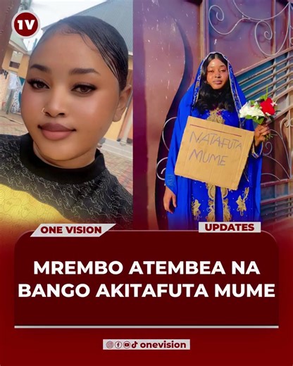 Mrembo Zerish amezua gumzo kwenye mitandao ya kijamii baada ya kubeba bango na kutembea nalo mtaani akitafuta mume wakumuoa.