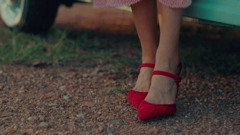 Close-up Womens Legs Red Shoes Getting Stock Footage Video (100% Royalty-free) 1106640621 | Shutterstock