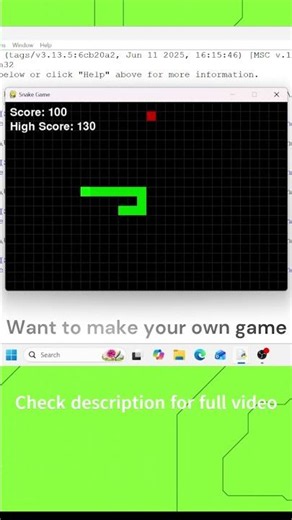 🐍 I Made a Snake Game in Python! (Pygame Project) #Shorts