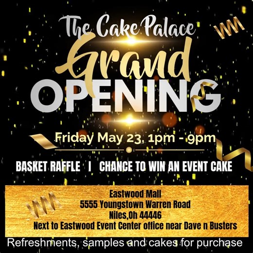 Join us in welcoming The Cake Palace for their Grand Opening Celebration!🥳 On Friday May 23rd from 1-9pm visit their new store located next to the Eastwood Event Centre for a basket raffle and a chance to win an event cake! The event will also feature refreshments, samples and cakes for purchase! 🎂🧁 | Eastwood Mall Complex