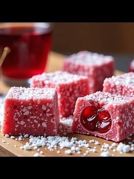 🍒 ONLY 3 INGREDIENTS! Homemade Sour Cherry Turkish Delight | Super Easy & Delicious | ZeyZone