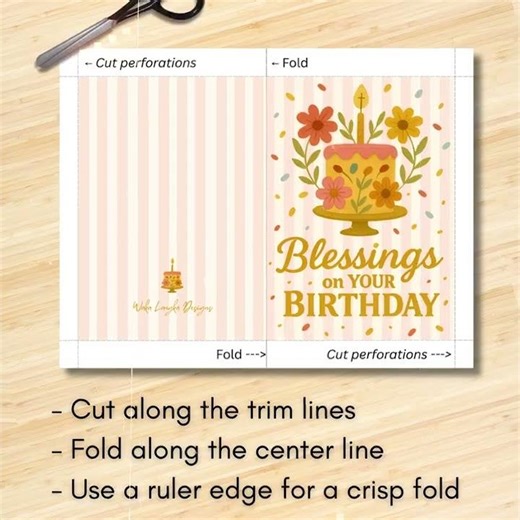 Christian Birthday Card Printable | Faith‑Filled Cake & Floral Design – Digital Greeting