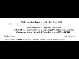 21MATCS41 SOLVED VTU MODEL QUESTION PAPER SET-2 | COMPLETE SOLUTION of Question Number 3 | Module 2