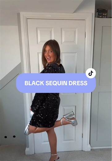 BLACK SEQUIN MINI DRESS - how perfect is this dress for party season 🪩 #TikTokMadeMeBuyIt #blackfriday #partydress #minidress #sequindress