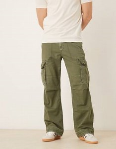 Pantalones verde lavado cargo con cordón ajustable en la cintura de Abercrombie & Fitch | ASOS