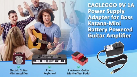 9V AC Power Supply Adapter for Boss Katana-Mini Battery Powered Guitar Amplifier Replaces Boss PSA-120S Guitar Distortion Effects Pedal DS-1 RC-1 RC-3 TU-2 PSB-1U PSB1U Charger Cable Cord (6.5 ft)