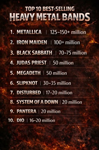 Top Ten Best Selling Heavy Metal bands