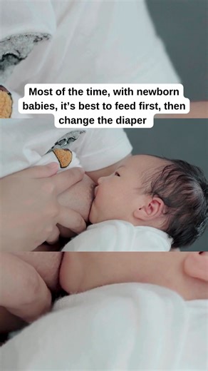 🍼 Feed first or change diaper first? Here’s the newborn truth 👶✨ Most of the time, with newborn babies, it’s best to feed first, then change the diaper 🤍 Why? Because newborns get sleepy after feeds 😴 and a full tummy helps them settle faster and sleep longer. 🚨 But there’s one important exception! Change the diaper before feeding if: The diaper is dirty or has poo 💩 It’s very wet Your baby tends to fall asleep the second they latch A quick diaper change can gently wake them up so they fee