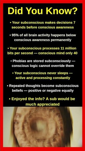 Mind-Blowing Facts About Your Subconscious Nobody Tells You 🧠🌀
