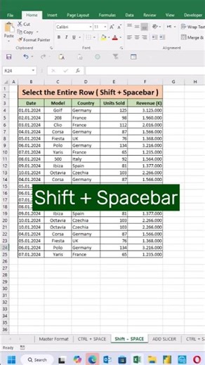 Select Entire Rows in Excel Without Your Mouse #shorts #excel #productivity #dataanlysis